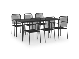 Garden Dining Set, Garden Dining Sets Vidaxl Preto Aço (mesa Com 190 Cm De Comprimento)