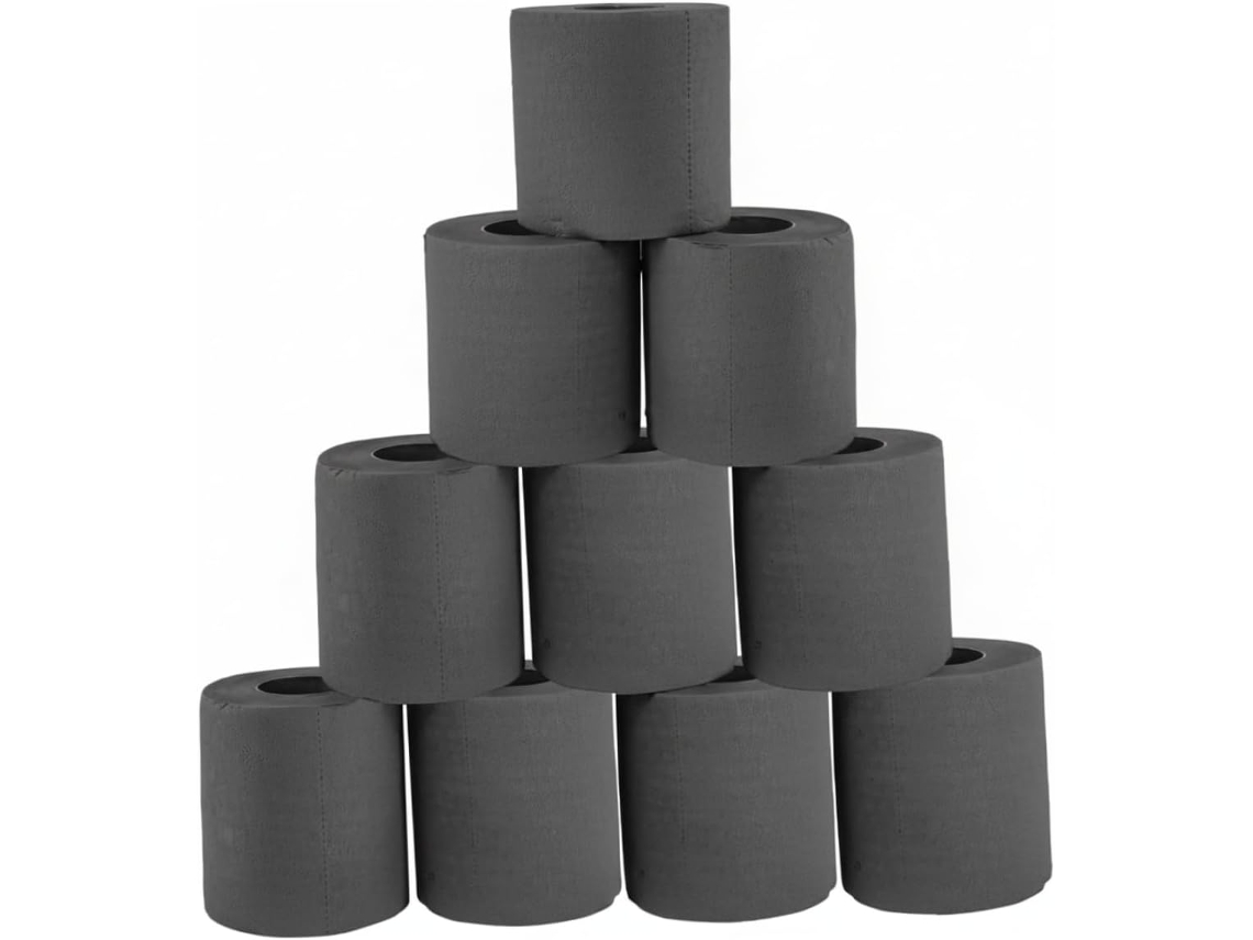 Papel Higiênico De 4 Folhas, Rolo Com 10 Unidades, Preto, Celulose Virgem, Para Uso Doméstico E Comercial