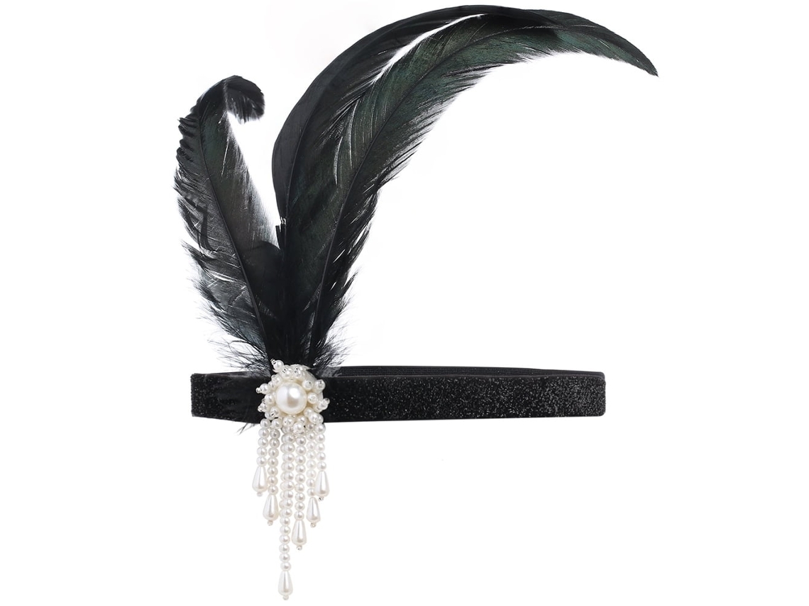 Diadema Con Medallón De Hojas Y Perlas, Estilo Art Déco De Los Años 20, Inspirada En El Gran Gatsby, Color Blanco