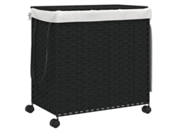Cesto para Roupa Suja com Rodas VIDAXL Vime Preto 60X35X60 5 Cm