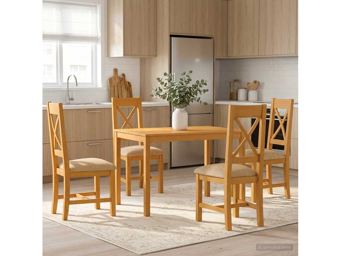Vidaxl Conjunto De Sala De Jantar 5 Unid. Bege