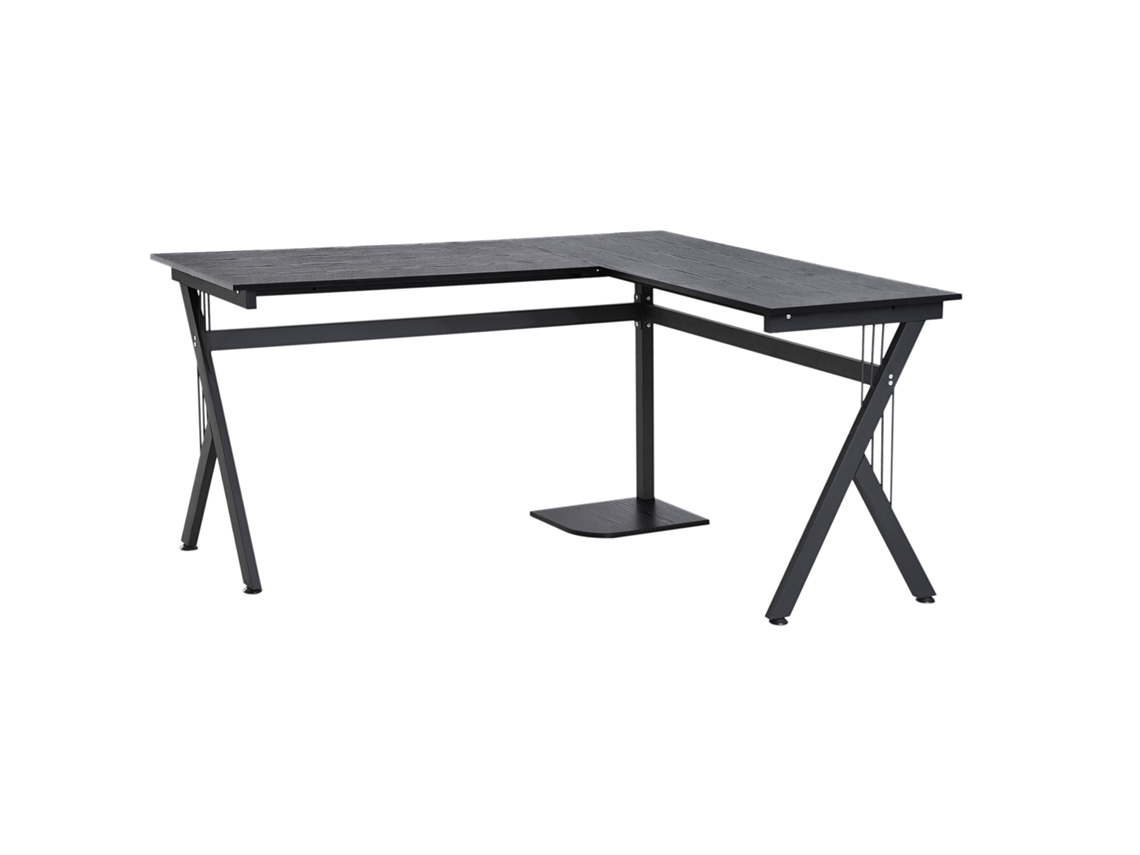 Secretária de Pc Mdf e Metal Cor Preto 155 x 130 x 76 cm Homcom