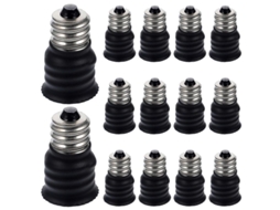15 Adaptadores De Base De Lâmpada Conversor E12 Para E14 Para Lustres E Lâmpadas 3x1,7x1,7cm Negro