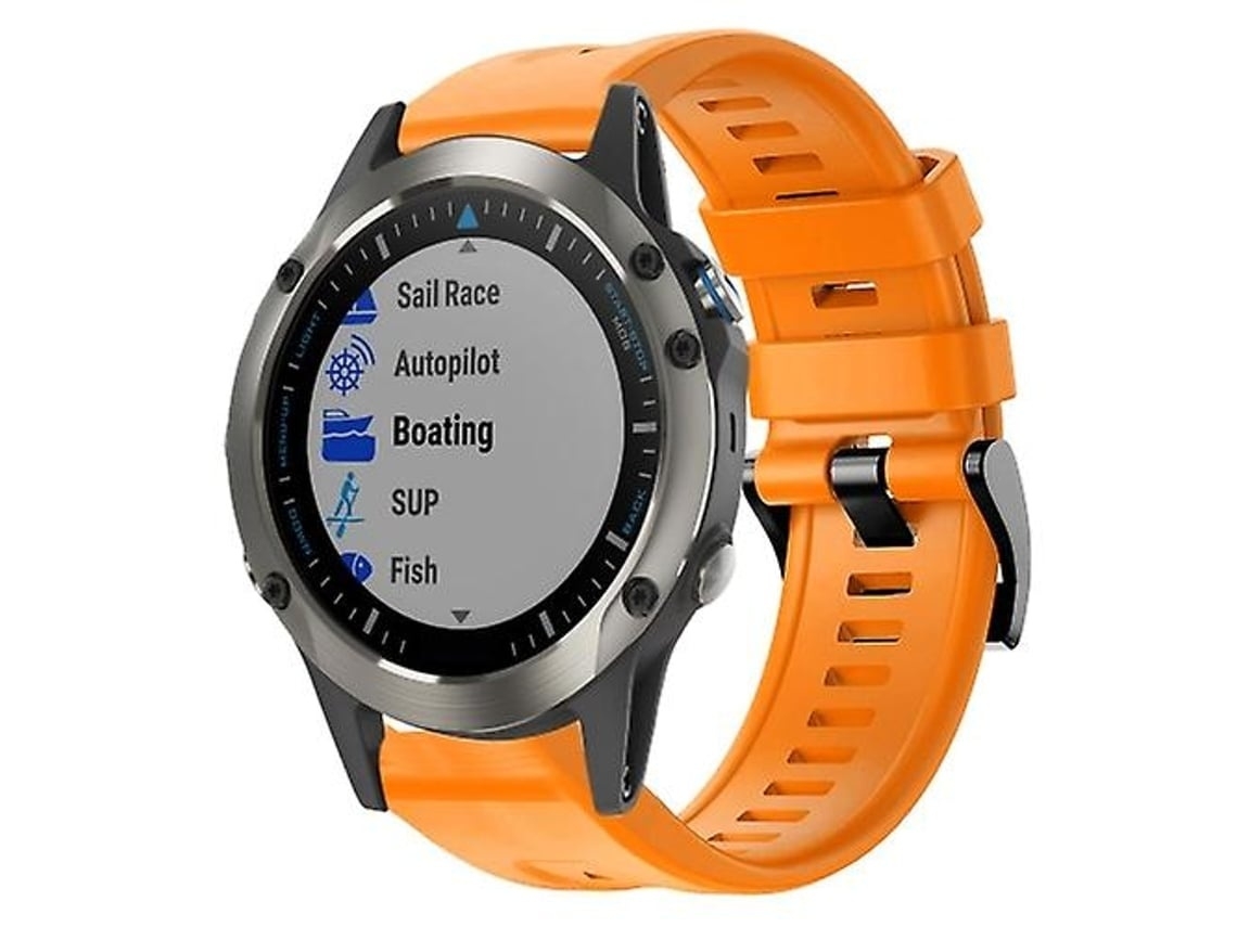 Pulseira De Relógio Lurelia Para Garmin Quatix 5 Sapphire Silicone Laranja