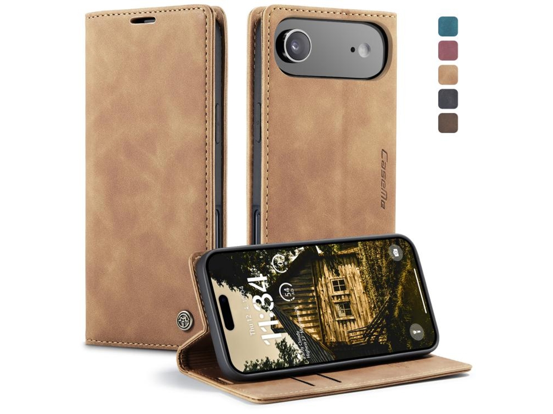 Capa Multifuncional Horizontal Flip Para Iphone 17 Air Em Couro.