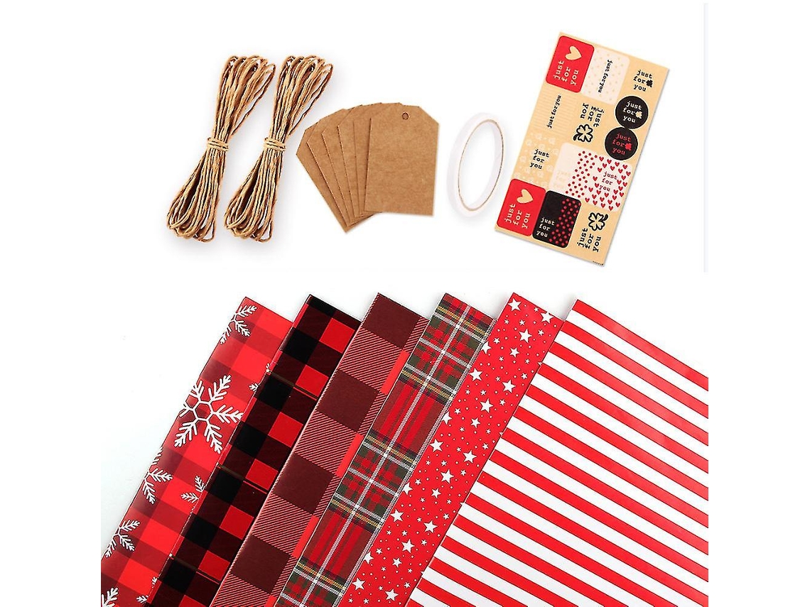 Rolo De Papel De Embrulho De Natal Kraft Com 12 Folhas Recicladas Olysi Shop