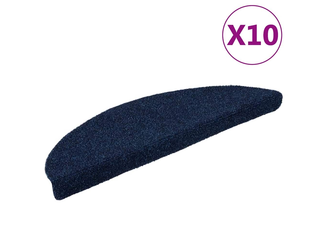 vidaXL Tapetes escada autoadesivos 10 pcs 56x17x3 cm azul-marinho