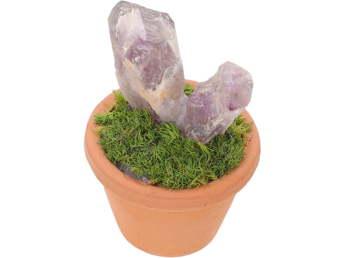 Planta Artificial Verde Simulada Em Cristal Para Mesa.