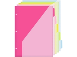 Conjunto De 5 Divisórias E Pastas Com Abas Em Tons Pastel Para Escritório. Gokoco