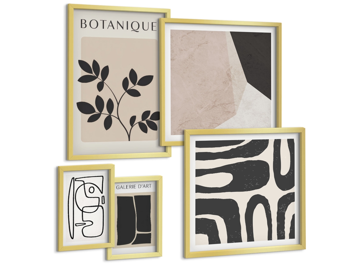 Conjunto De Pinturas Gráficos Estilosos Minimalistas Espelharte (5 Peças)