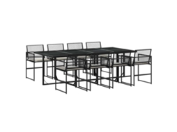 Conjunto de 9 Jantar para Jardim com Almofadões Vime Pe Preto MAISON EXCLUSIVE