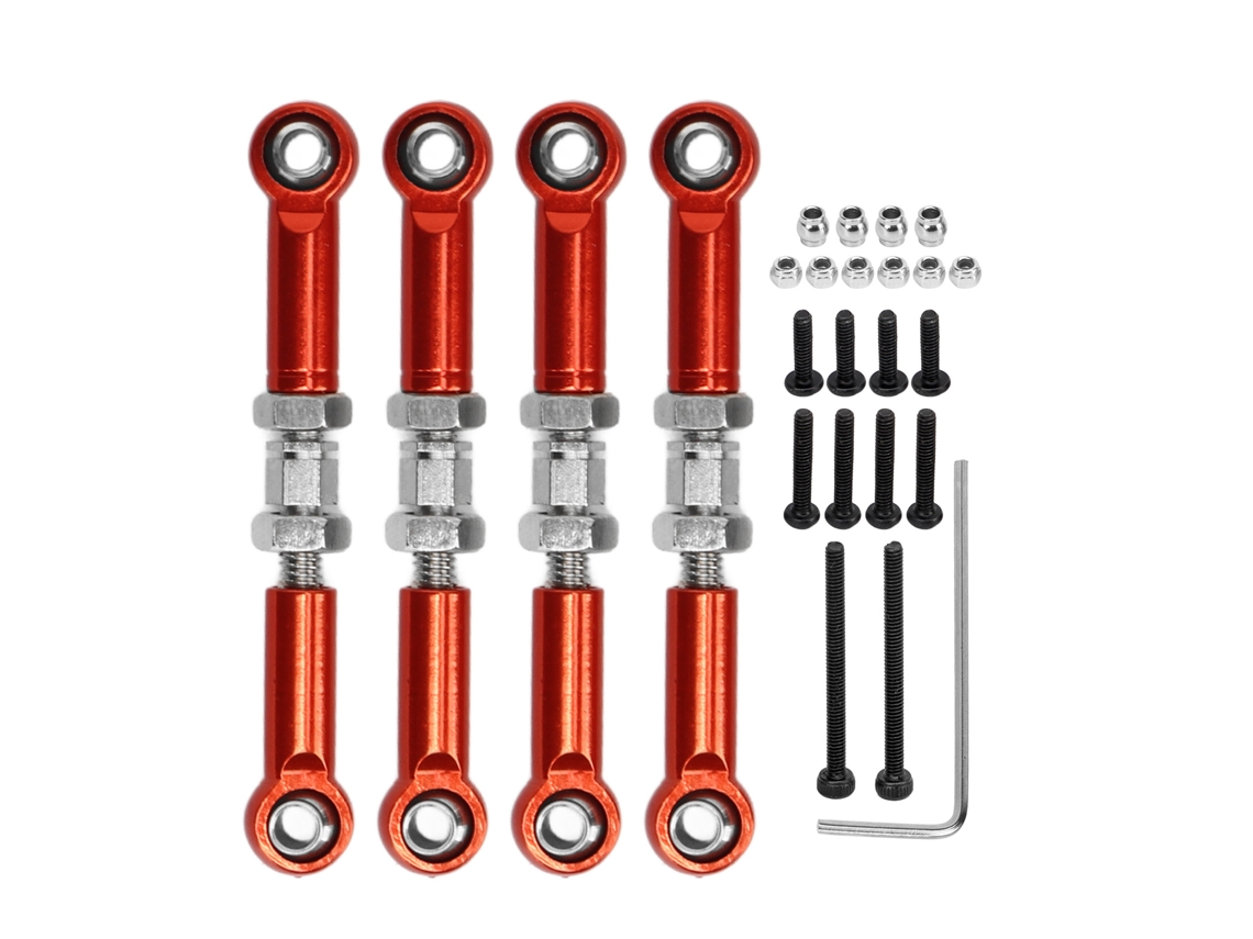 Mali 4pcs Vínculos de Servo Ajustáveis para Carro Rc Fms 1/24 Fcx24 Barra de Tração de Direção Alumínio Ferro Vermelho