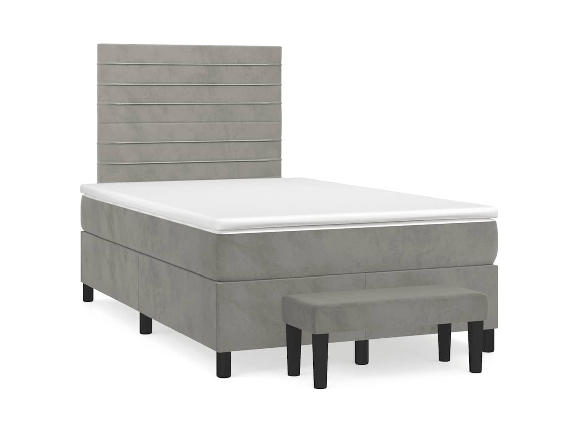 Vidaxl Cama Boxspring Com Colchão 120x190 Cm Veludo Cinzento-claro