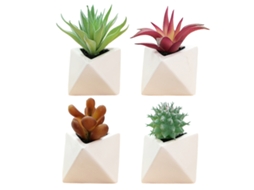 4 Peças de Plantas Suculentas Simuladas em Vaso Decoração Criativa Bonsai Triangular Pequeno para Interior NEVEANCE