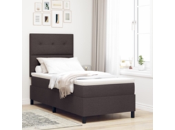 Cama Box Spring Com Colchão Castanho Escuro Solteiro Tecido