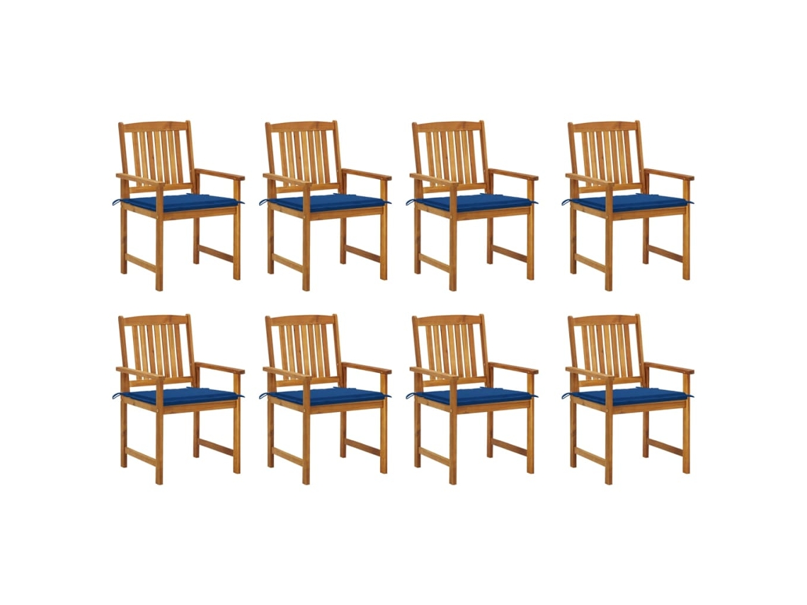 Cadeiras De Jardim Com Almofadões 8 Pcs Acácia Maciça Dkd Home Decor