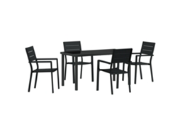 Conjunto 5 De Jantar Vidaxl Preto Hdpe
