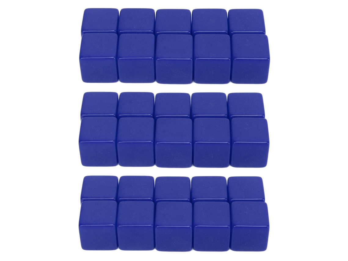 Mali conjunto de 30 Dados em Branco de 16mm de 6 Lados para Escrita Jogo Ensino Matemática Azul