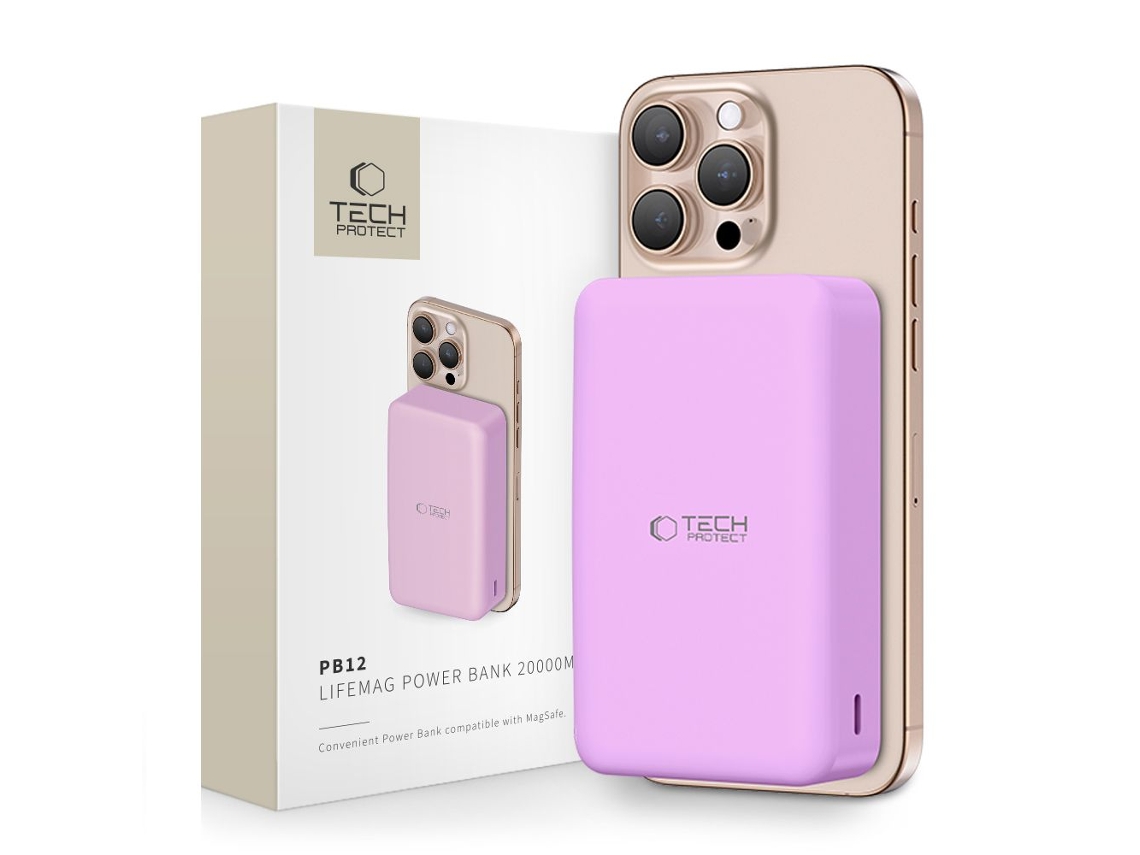 TECH PROTECT Pb12 Lifemag Power Bank Para Magsafe 20000mah Durável