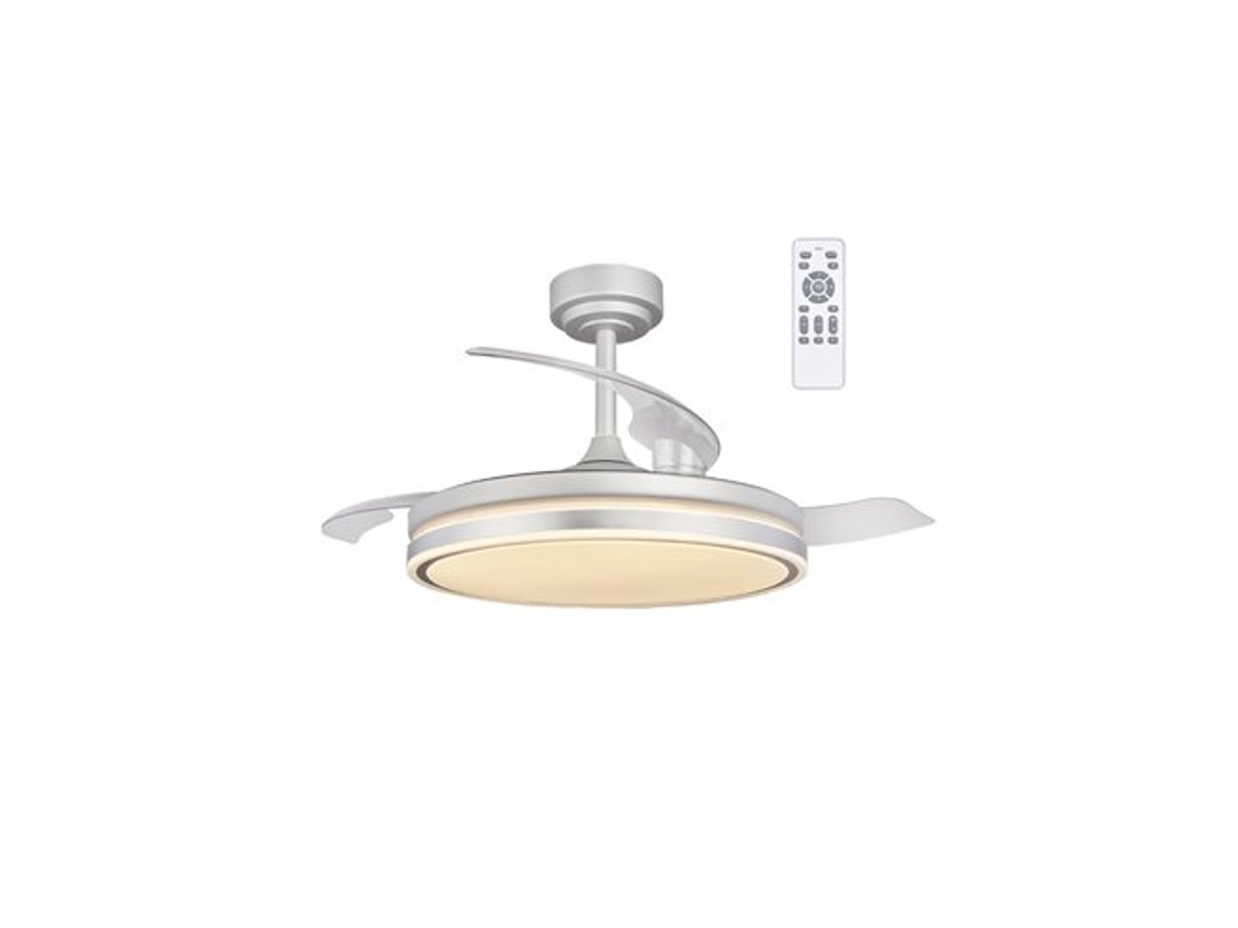 Ventilador Led Com Pás Dobráveis Cinza Musgo 72w 7920lm Cct Dim Cristalrecord