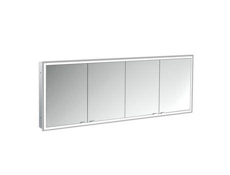 Armário Espelho Iluminado EMCO Prime Facelift 1800 Mm 4 Portas Modelo de Encastrar 9497 Cor: Alumínio/Espelho