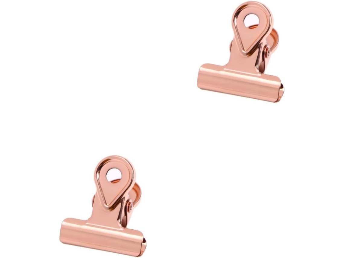 Conjunto de 40 clipes de papel em metal dourado rosê para documentos e artesanato de mesa, resistentes e flexíveis.