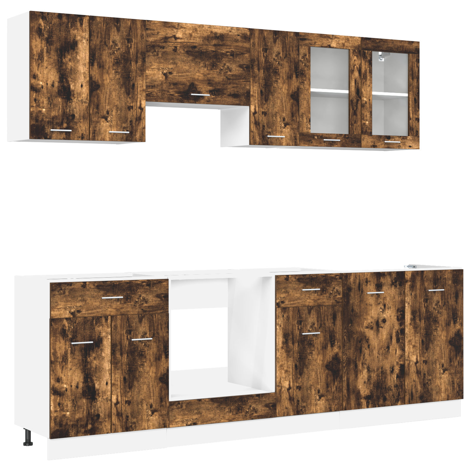 Conjunto 8 Armazenamento De Cozinha Vidaxl Castanho Derivados De Madeira (245 X 46 X 81,5 Cm)