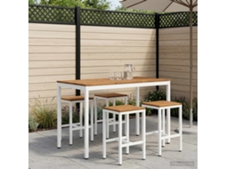Vidaxl Mesa De Bar De Jardim Natural E Branco 141 X 80,5 X 105 Cm