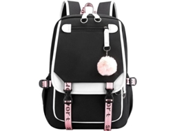 Mochila Escolar para adolescentes S/MARCA, com porta de carregamento USB, para laptop 16 polegadas, preto e branco