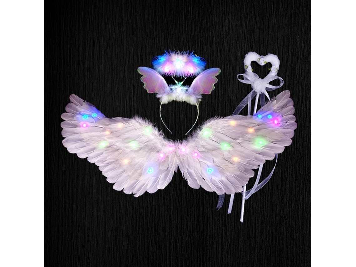 Asas De Anjo Iluminadas Com Luzes Led, 3 Modos De Iluminação, Feitas À Mão, Para Festas De Fantasia E Halloween Multicolor