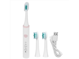Escova de Dentes Elétrica Usb Recarregável À Prova D'água 5 Modos Cerdas Macias Ultrassônica Branca