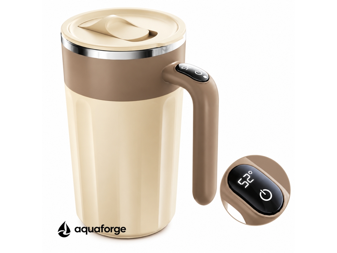 Caneca Misturadora Aquaforge Com 0,45 L E Ecrã Digital Para Café E Bebidas, Castanho