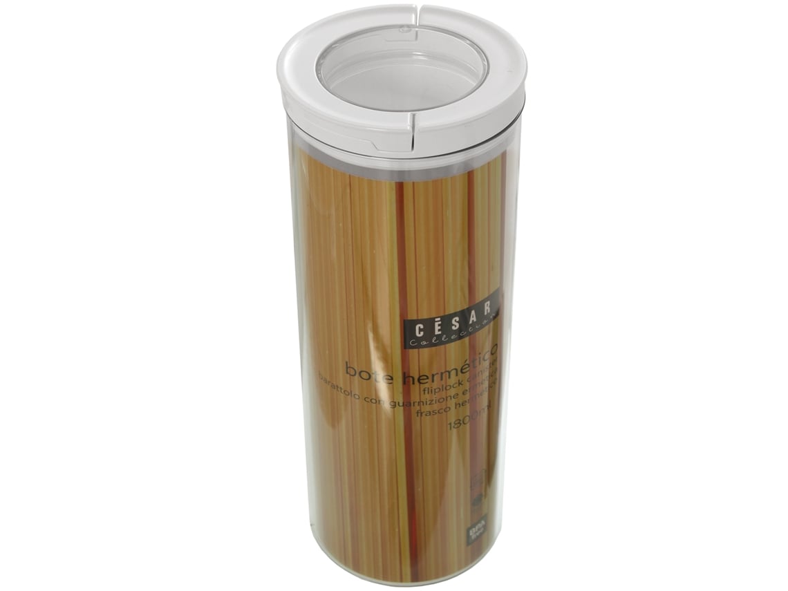 Frasco de Cozinha Transparente e Branco DRW (ø10,5x28,5cm)
