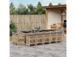 Vidaxl 15 Pcs Conj. Jantar Jardim C/ Almofadões Vime Pe Bege Misturado