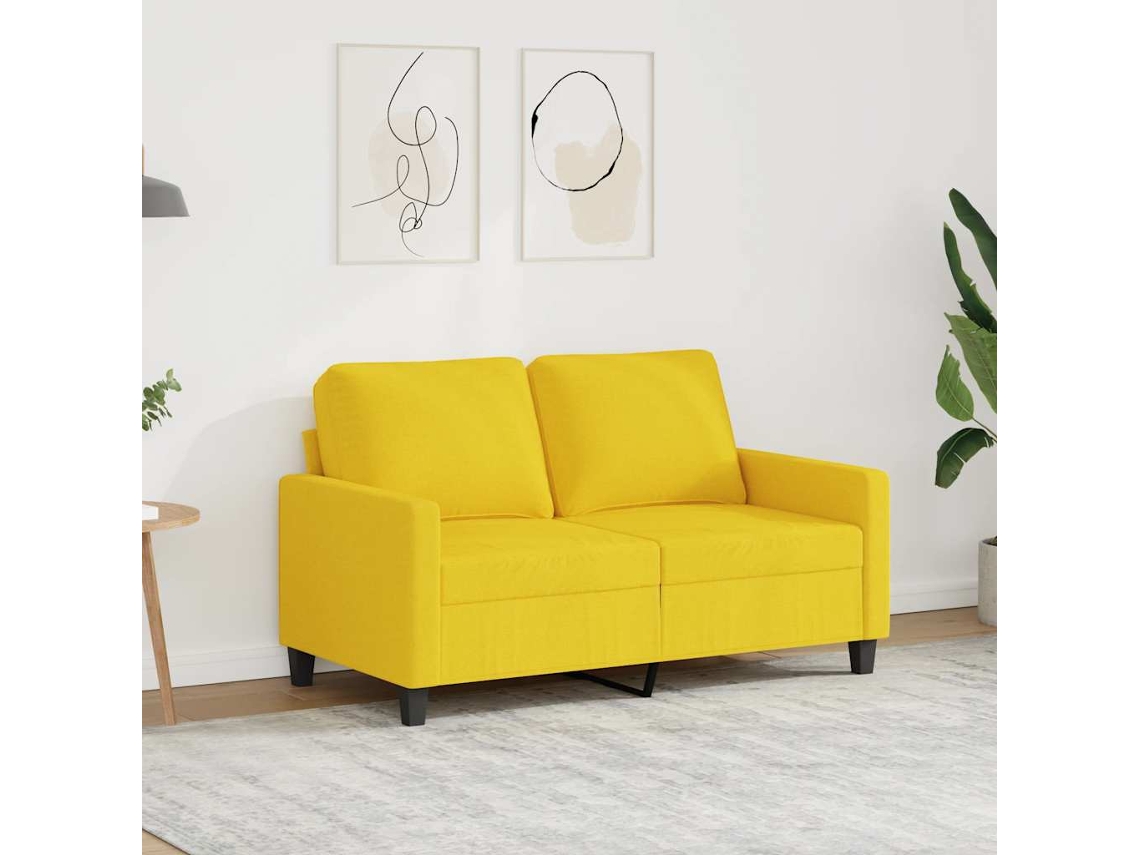 Vidaxl Sofá De 2 Lugares 120 Cm Tecido Amarelo-claro
