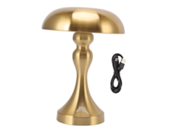 Lâmpada de Mesa Cogumelo Recarregável Led, Toque, 3 Velocidades, Temperatura de Cor, Ouro
