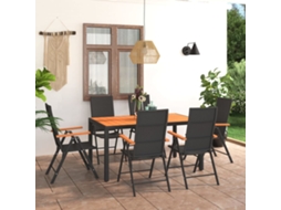 Vidaxl 7 Pcs Conjunto De Jantar Para Jardim Preto E Castanho