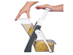 Cortador de Legumes Multifuncional 5 em 1, Ajustável, Feito de Plástico e Aço Inoxidável MDUG (cinza)
