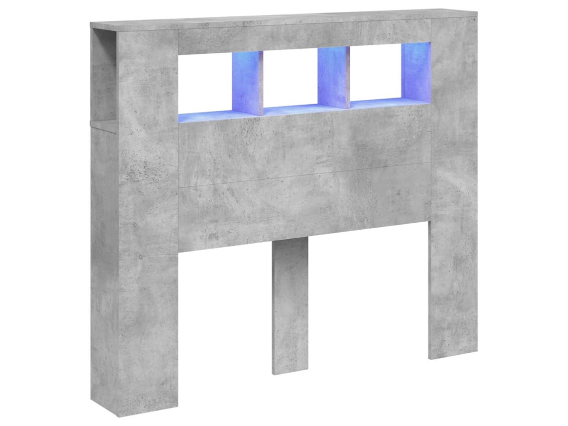 Conjunto 1 Cabeceira Com Luzes Led Vidaxl Cinzeto Derivados De Madeira (120 X 18.5 X 103.5 Cm)