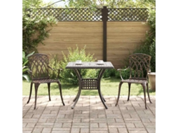 Vidaxl Conjunto De Mesa De Jardim 3 Pcs Bronze Alumínio Fundido