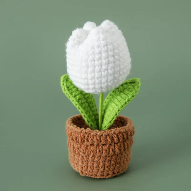 (15 Cm) Mini Vaso De Flores De Crochê, Decoração Fofa De Flor Tricotada Feita À Mão.
