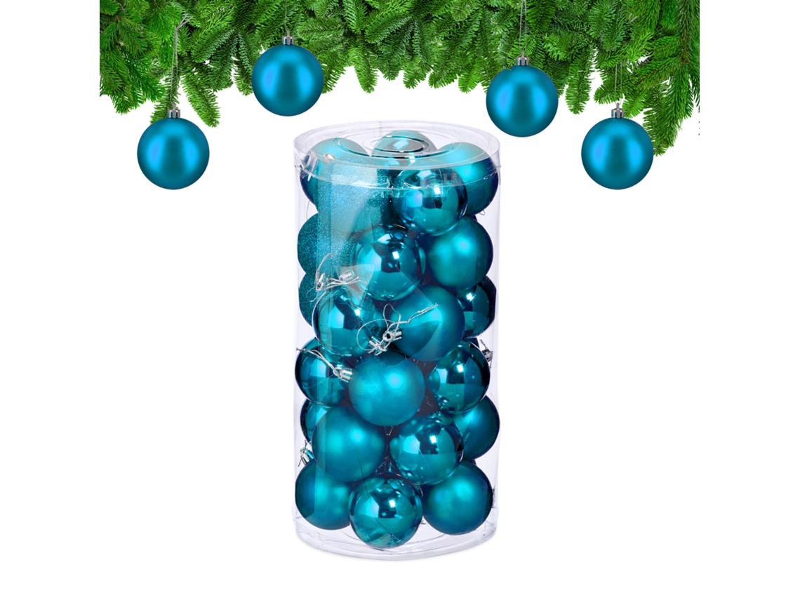 Conjunto De 30 Bolas De Natal Relaxdays, Plástico, D: 6 Cm, Enfeites Inquebráveis, Escolha De Cores