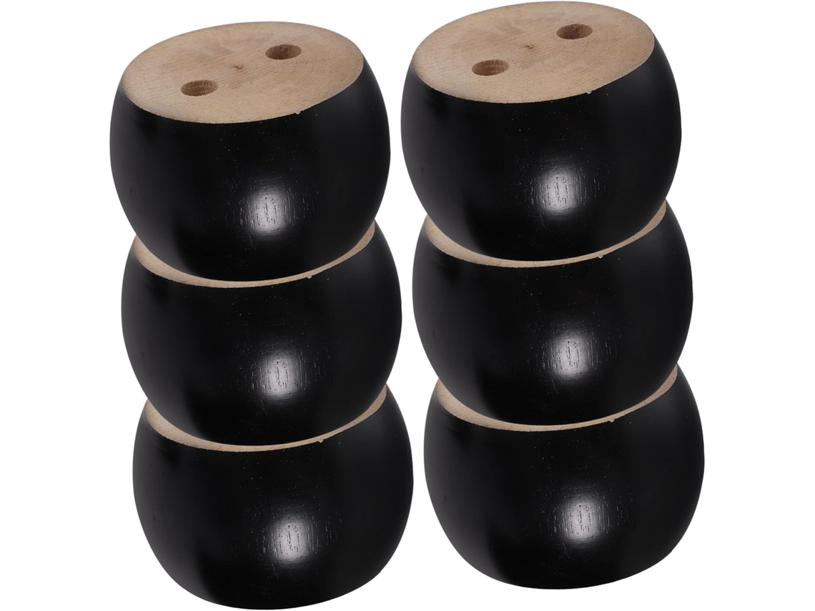 Conjunto De 6 Pés Madeira Maciça Para Sofá, Formato De Pão, Pretos, 5x8cm Ideal Para Substituir Os Pés De Móveis Sofá