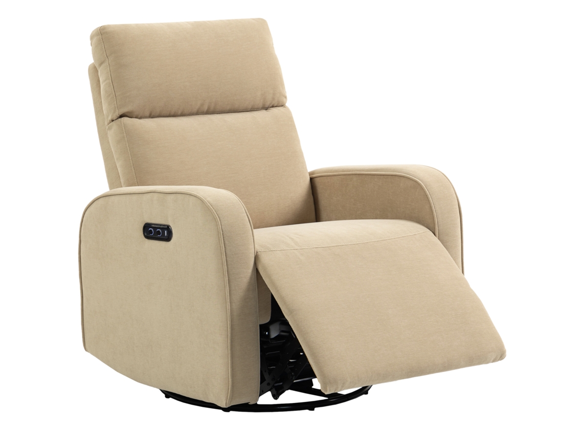 Poltrona Relax Elétrica Duplo Motor Giratória Usb Usb-c Bege