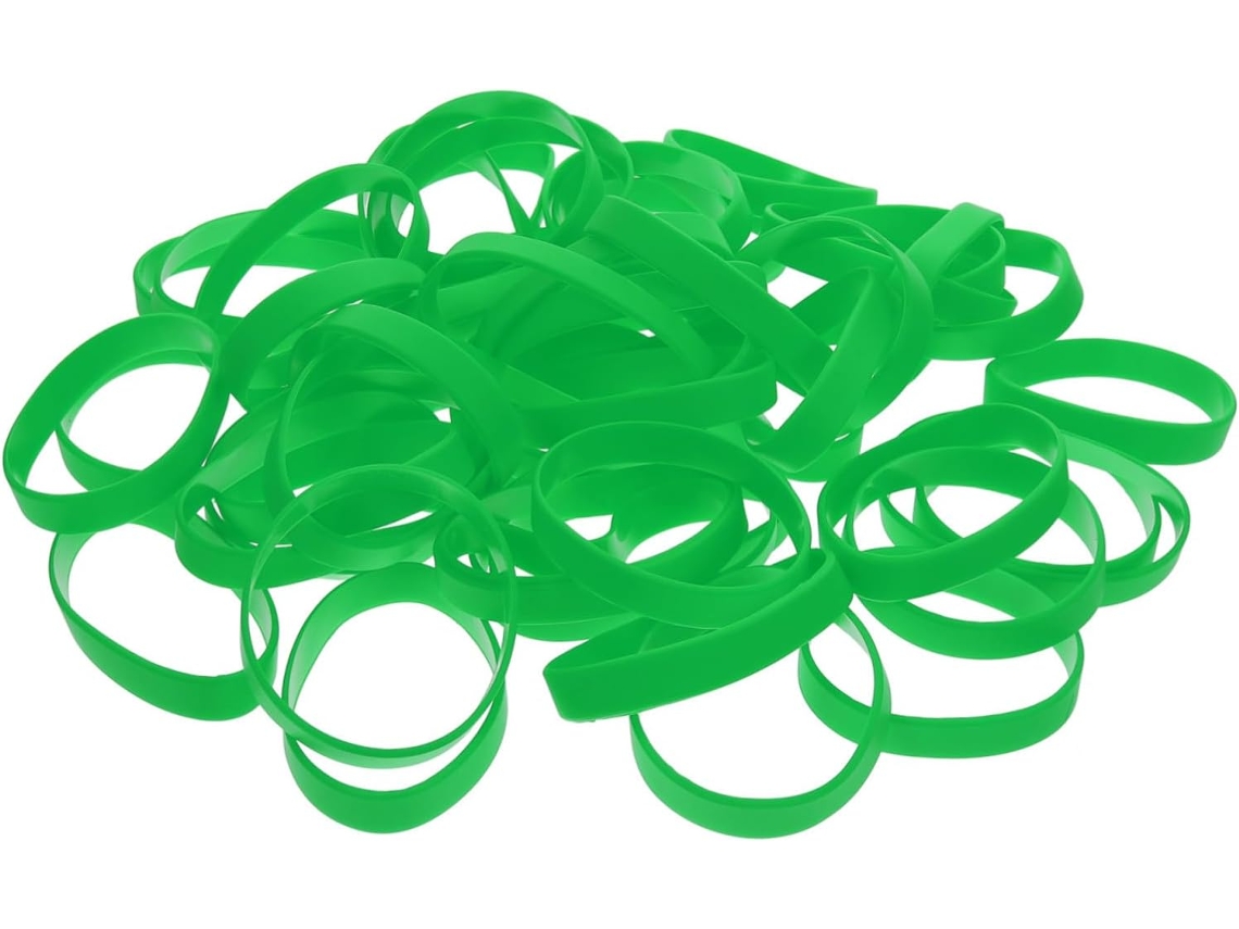 Pacote Com 60 Pulseiras Elásticas De Silicone Verde Para Eventos E Atividades.