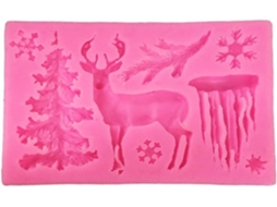 Formas De Silicone Para Assar Com Flocos Neve 3d E Renas Natal