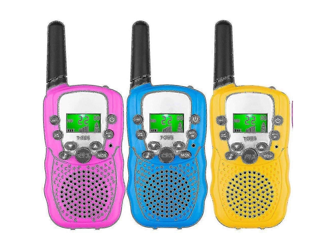 Walkie-talkies infantis, pacote com 3 unidades, alcance de 4,8 km, lanterna LCD retroiluminada - db-aquaforge