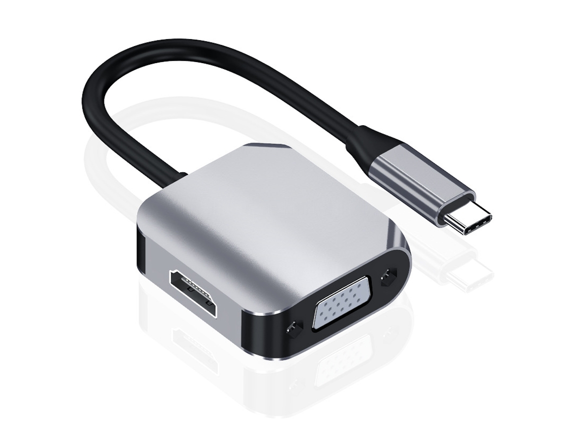 Yizhood Docking Station Tipo C Hub Adaptador Para Hdmi 4k Vga Para Macbook Pro Air Huaweimate Celular Cinza
