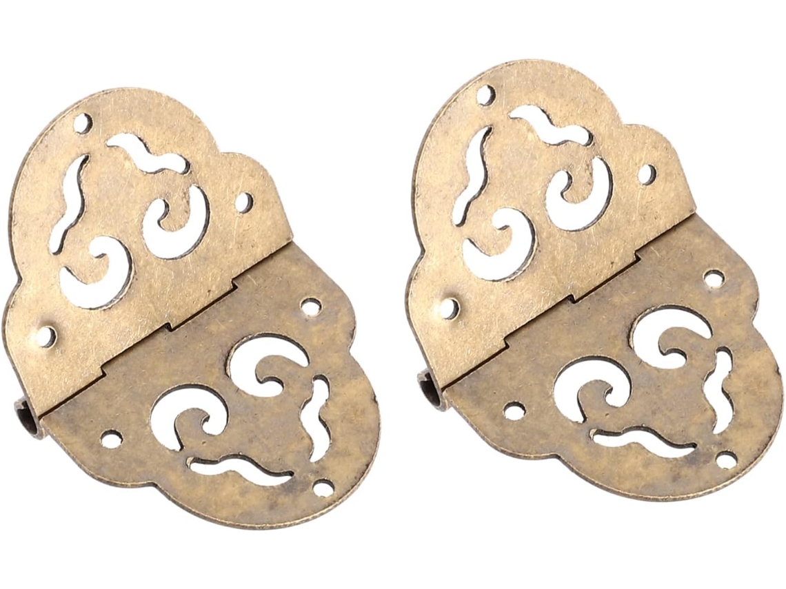 Conjunto De 2 Dobradiças Vintage Em Latão Para Caixas Madeira E