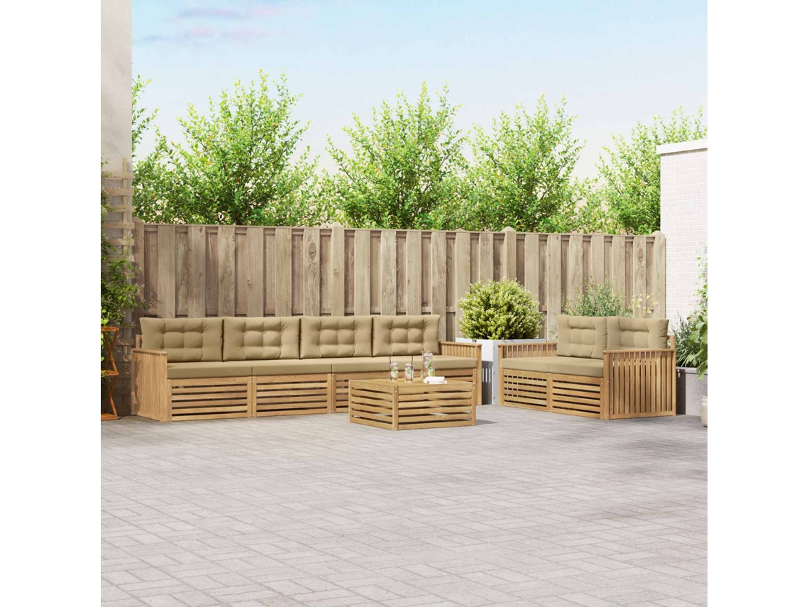 Vidaxl Conjunto De Sofás Para Exterior 7 Unid. Branco E Bege